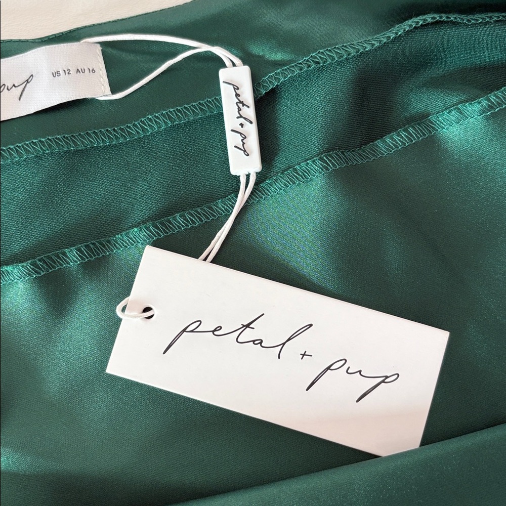 NWT Petal + Pup Cyprus Slip Dress in Emerald Adjustable Wedding Guest Size 12 - Picture 6 of 11